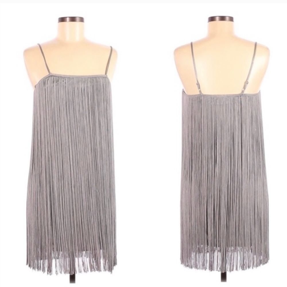 Armani Exchange Silver Gray Fringe Dress Flapper S